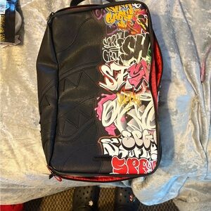 Bape Black and Red Graffiti Backpack